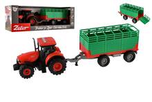 Traktor ZETOR /setrvačník/s vlekem/zvuk,světla/zelený/36cm