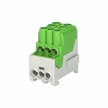 Blok pro rozdělení fází UVB 100 PE, 
1pól., 101A, AL/CU, 1000V, zelený, na 
DIN