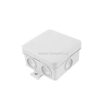 Krabice F8 IP55 rozbočovací, s naklapávacím víčkem, 75x75x40mm, 7x vstup 2,5mm2