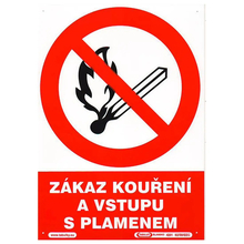 Tabulka ZÁKAZ KOUŘENÍ A VSTUPU S PLAMENEM210x297mm/A4/