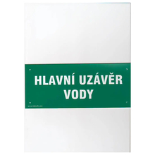 Tabulka HLAVNÍ UZÁVĚR VODY 210x87mm