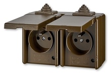 5518-2069 H ABB Praktik dvojzásuvka pro průběžnou montáž IP44 hnědá