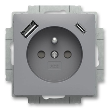 Zoni 5569T-A32357 241 Zásuvka jednonásobná s USB-A USB-C šedá