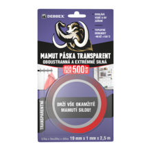 Páska oboustranná High Tack CLEAR 19mm x 1mm x 2,5m, 3"core