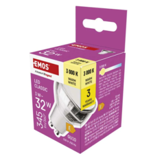 LED žárovka Classic MR16 stříbrná/ GU10 / 3 W (32 W) / 345 lm / teplá bílá ZQ8E17