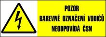 Samolepka 9001a Pozor barevné označení vodičů neodpovídá ČSN 26x74mm