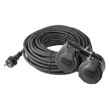 Venkovní prodlužovací kabel 20m 2 zásuvky černý guma 3x1,5mm P0603