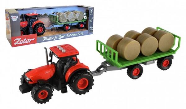 Traktor ZETOR /setrvačník/s vlekem /s balíky/zvuk,světla/36cm Traktor ZETOR /setrvačník/s vlekem /s balíky/zvuk,světla/36cm 1