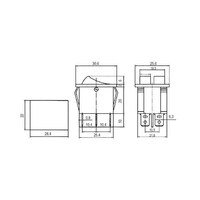 Přepínač kolébkový 2x(2pol./3pin) ON-OFF 250V/15A pros. červený 2