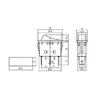 Přepínač kolébkový 2pol./3pin ON-ON 250V/15A černý 2