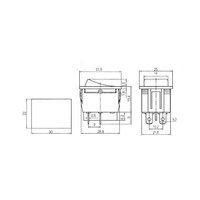 Přepínač kolébkový 2pol./4pin ON-OFF 250V/15A černý. 2