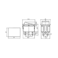 Přepínač kolébkový 3pol./6pin ON-OFF-ON 250V/15A černý 2