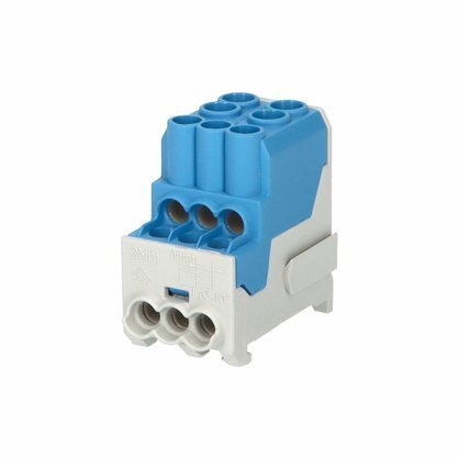 Blok pro rozdělení fází UVB 100 N, 1pól., 101A, AL/CU, 1000V, modrý, na DIN Blok pro rozdělení fází UVB 100 N, 1pól., 101A, AL/CU, 1000V, modrý, na DIN 1