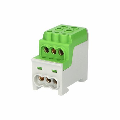Blok pro rozdělení fází UVB 200 PE, 
1pól., 200A, 1000V, zelený, na DIN 1