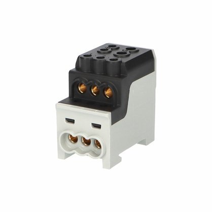 Blok pro rozdělení fází UVB 200 L S, 1pól., 200A, 1000V, černý, na DIN 1