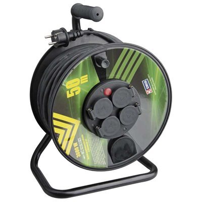 Gumový kabel na bubnu - 4 zásuvky 50m P084501 1