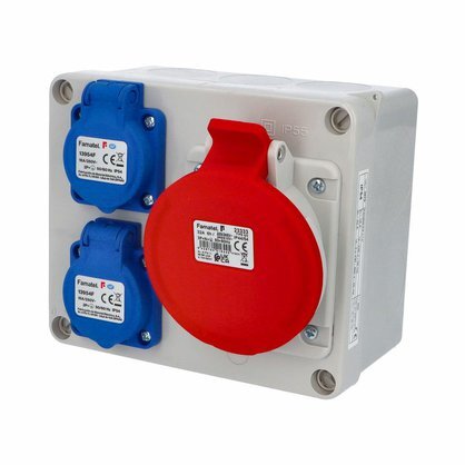 Zás. krabice AcquaBOX 3070 IP54
2x230V s ochr. kolíkem, 1x400V/32A/5 Zás. krabice AcquaBOX 3070 IP54
2x230V s ochr. kolíkem, 1x400V/32A/5 1