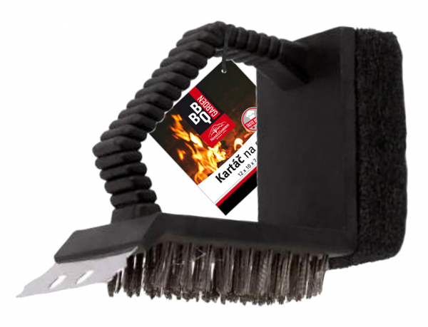 Kartáč na gril 3v1 12x10x7cm BBQ 1