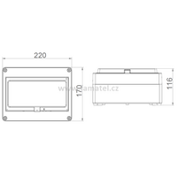 Rozvodnice FLATBOX 5910 IP65, 10mod., na omítku, průhl. dveře, 170x220x116mm 2