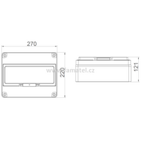 Rozvodnice FLATBOX 5913 IP65, 13mod., na omítku, průhl. dveře, 220x270x121mm 2