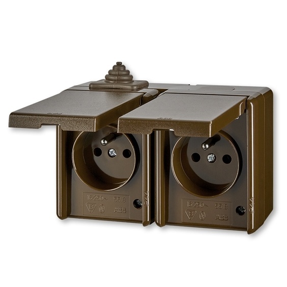 5518-2029 H ABB Praktik dvojzásuvka IP44 hnědá 1