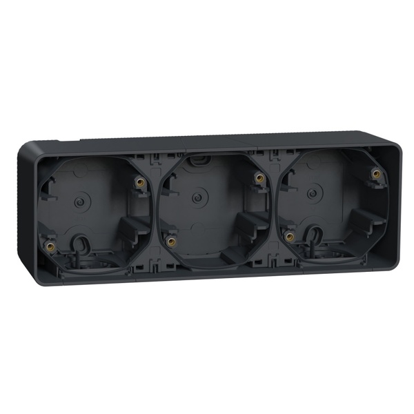 Mureva MUR37713 krabice 3-NÁS. IP55 horizontální na povrch ANTRACIT 1