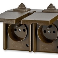 5518-2069 H ABB Praktik dvojzásuvka pro průběžnou montáž IP44 hnědá 2