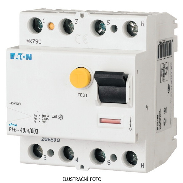 PF6-40/4/03-A (112935) 6kA proudový chránič 40A 4P 300mA EATON PF6-40/4/03-A (112935) 6kA proudový chránič 40A 4P 300mA EATON 1