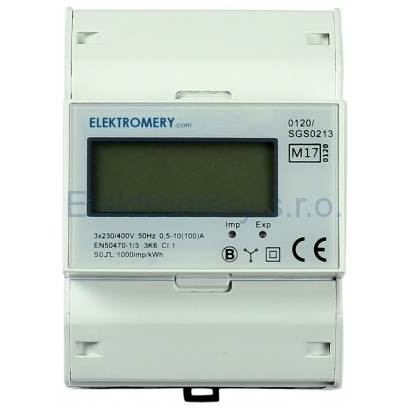 Elektroměr SDM 72D 0,25-100A 4M 3fázový třída1 CZ CEJCH 1sazbový E802 1
