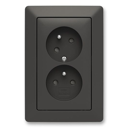 ZONI 5513T-C02157 237 Zásuvka dvojnásobná matná černá s natočenou dutinou 1