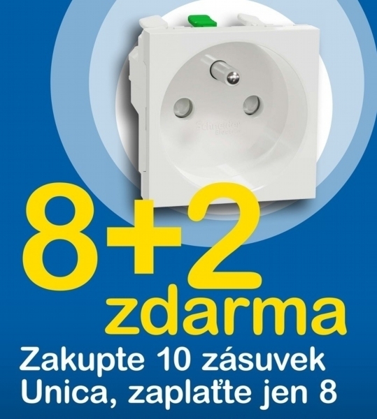(AKCE 8+2) NU305918E Unica N Zásuvka 250V/16A 2P+E clonky bezšroubová Bílá 1