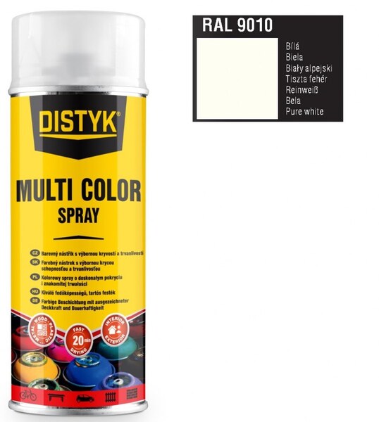 Sprej Multi color bílá lesk (RAL9010) 400ml DISTYK 1
