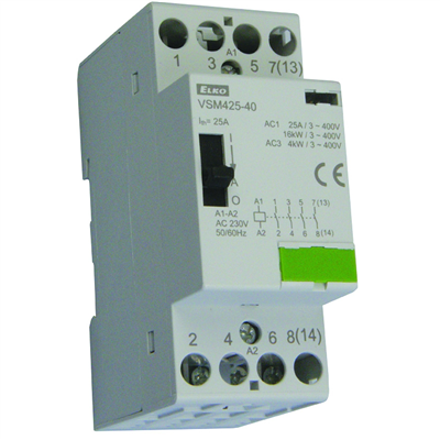 VSM425-40 230V AC Instalační stykač s manuálním ovládáním 4x25A 1