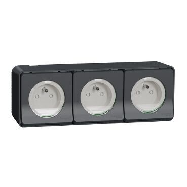 MUR36037 Mureva Styl IP55 3-zásuvka antracit nástěnná 1