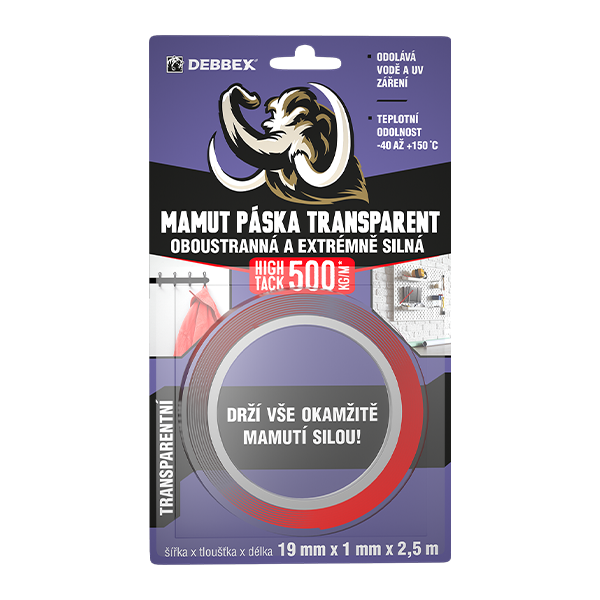 Páska oboustranná High Tack CLEAR 19mm x 1mm x 2,5m, 3"core Páska oboustranná High Tack CLEAR 19mm x 1mm x 2,5m, 3"core 1