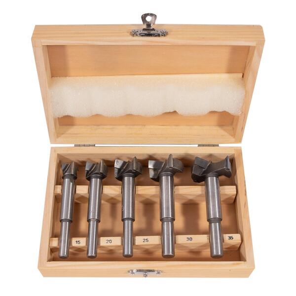 Sada sukovníků do dřeva s SK plátky 5 dílů, 15-35mm, dřevěný box 1
