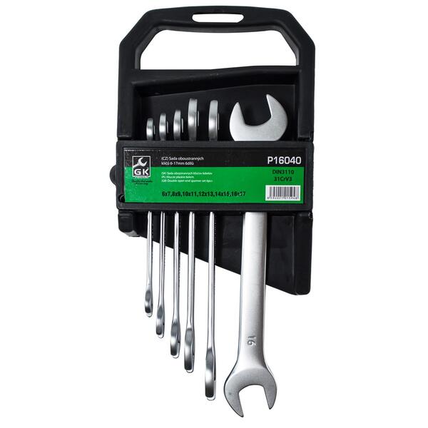 Sada plochých klíčů, matné 6-17mm, 6 dílů, plastový držák 1
