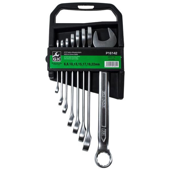 Sada očkoplochých klíčů, matné 6-22mm, 8 dílů, plastový držák 1