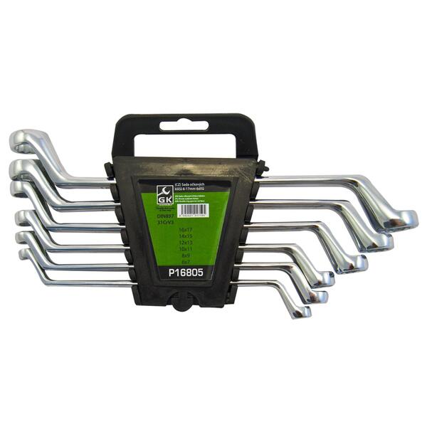 Sada očkových klíčů vyhnutých chrom 6-17mm, 6 dílů, plastový držák 1