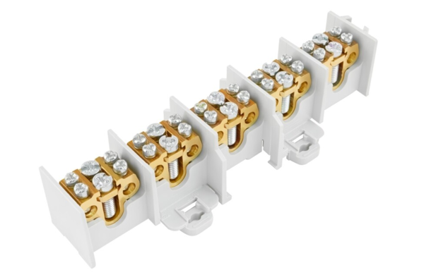 Svorkovnice stoupací HAK/5/35, nekrytá, 100A, 5pól., každý pól 1x35mm2 a 2x25mm2, na DIN 1