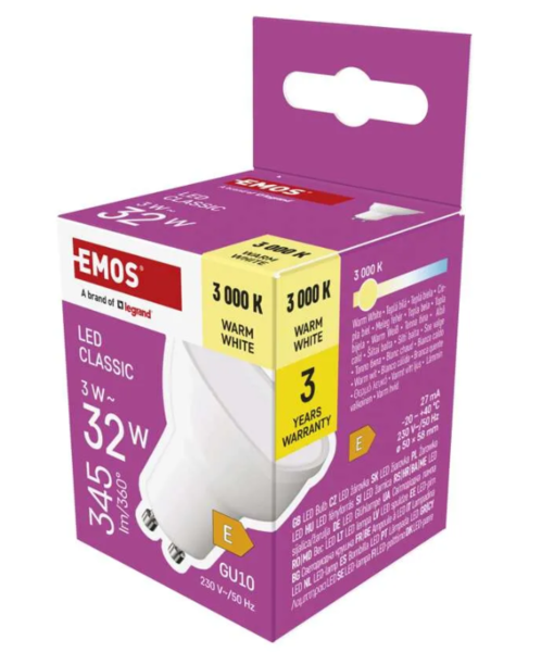 LED žárovka Classic MR16 bílá/ GU10 / 3 W (32 W) / 345 lm / teplá bílá ZQ8E12 1
