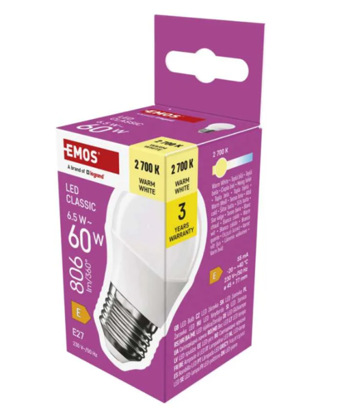 ZQ6E41 LED žárovka Classic Mini Globe E27 6,5W (60W) 806lm teplá bílá 1