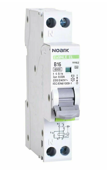 NOARK 111164 Ex9NLE EL 1PN B25 30mA A Jednomodulový Elektronický proud. chránič s nadpr. o 1