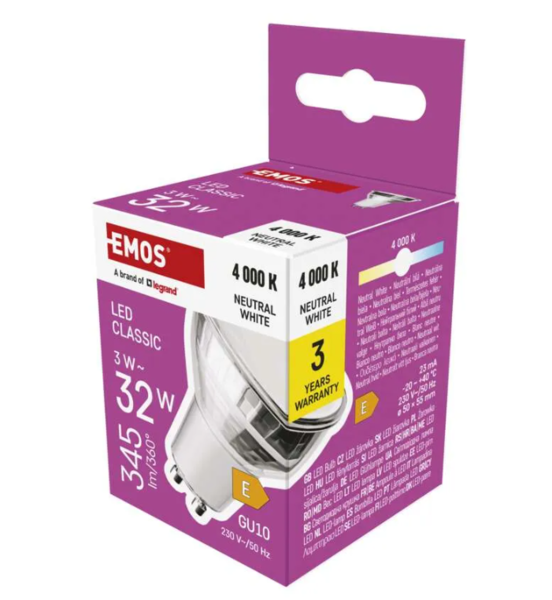 LED žárovka Classic MR16 stříbrná/ GU10 / 3 W (32 W) / 345 lm / neutrální bílá ZQ8E18 1