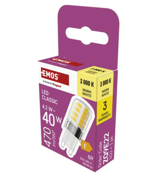 LED žárovka Classic JC G9  4,2W (40W) 470lm teplá bílá ZQ9E22 1
