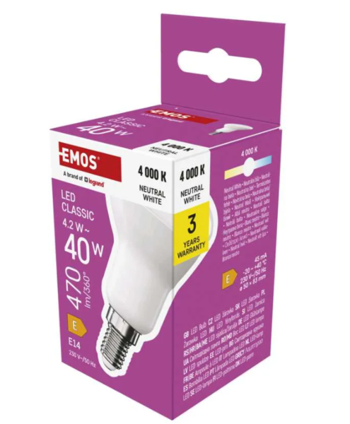 ZQ7E23 LED CLS R50 4,2W(40W) 470lm E14 NW ZQ7E23 LED CLS R50 4,2W(40W) 470lm E14 NW 1