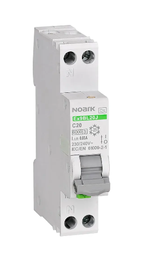 NOARK 117472 Ex9BL20J 1PN B13 30mA A Jednomodulový Elektromagnetický proud. chránič s nad 1