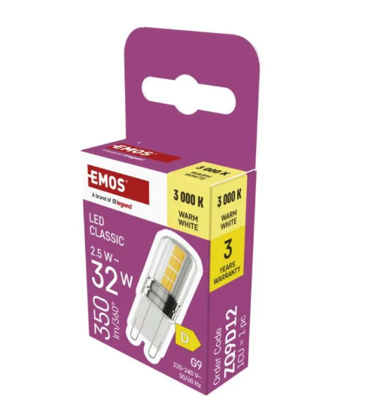 LED žárovka Classic JC / G9 / 2,5 W (32 W) / 350 lm / teplá bílá ZQ9D12 LED žárovka Classic JC / G9 / 2,5 W (32 W) / 350 lm / teplá bílá ZQ9D12 1
