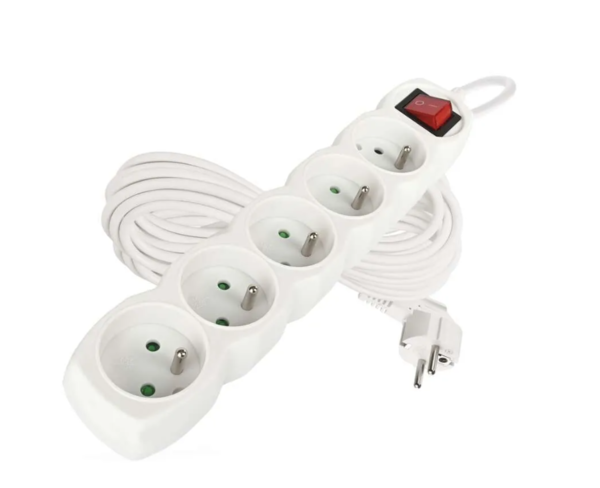 Prodlužovací kabel s vypínačem 5 zásuvky 10m bílý P1510 Prodlužovací kabel s vypínačem 5 zásuvky 10m bílý P1510 1