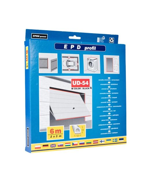 Profil těsnící - UD-54 černý 12x10mm/6m Profil těsnící - UD-54 černý 12x10mm/6m 1